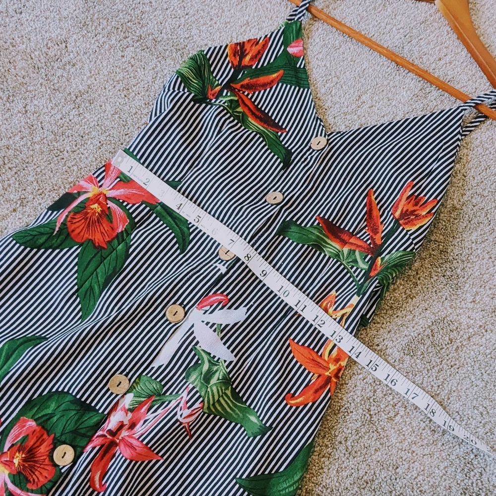 Button-Up Dress with Floral & Stripe Print - Picture 9 of 10